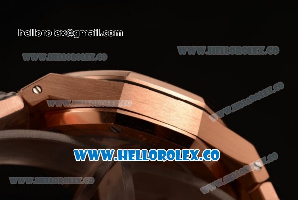 Audemars Piguet Royal Oak 41MM Clone AP Calibre 3120 Automatic Rose Gold Case with Black Dial and Rose Gold Bracelet - (EF) - Click Image to Close